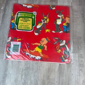 Vintage Bugs Bunny Wrapping Paper NEW 70s 2 Sheets 8.3 sq Ft